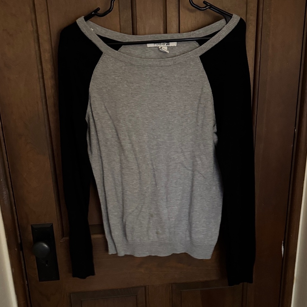 Michael Kors Gray and Black Crew Neck Sweater